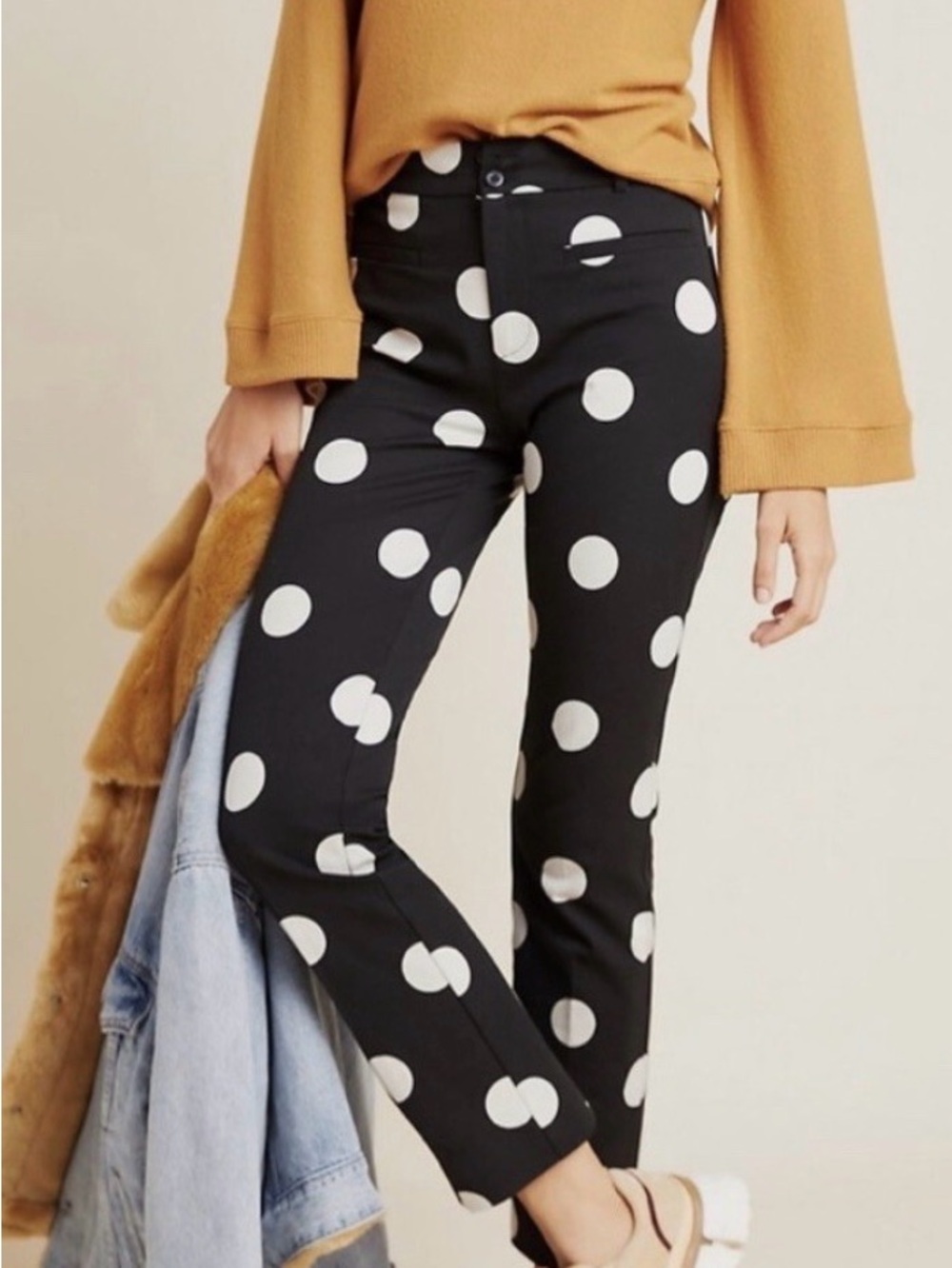 Anthropologie Black and White Polka Dot Pants